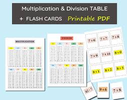 Multiplication Division Table Chart Printable With Flash Etsy In 2020 Flashcards Multiplication And Division Homeschool Math