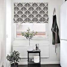 Roman shades window blinds, white premium blackout window roman shades, custom washable fabric geometric roman shades for windows, doors, french doors, kitchen windows. Quick Fix Washable Roman Window Shades Flat Fold Ginkgo