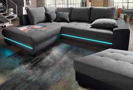 European contemporary style home furniture living room sectional corner led leather sofa set. Nova Via Ecksofa Wahlweise Mit Kaltschaum 140kg Belastung Sitz Bettfunktion Mit Rgb Led Beleuchtung Wahlweise Mit Bluetooth Soundsystem Online Kaufen Otto
