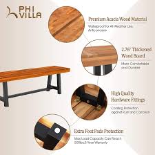 Shop great deals on concrete patio & garden tables. Buy Phi Villa Outdoor Table Bench Set Of 3 1 Wood Dining Table 2 Wooden Benches Premium Acacia Wood Patio Furniture Set For Porch Balcony Deck Teak Color Online In Vietnam B08fhrcz2y
