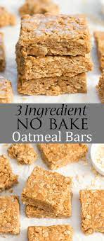 3 Ingredient No Bake Oatmeal Bars Recipe No Bake Oatmeal Bars Oatmeal Bars Healthy Breakfast Bars Healthy