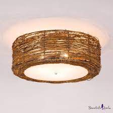 4.5 out of 5 stars. Rustic Style Brown Ceiling Light Fixture With Drum Shape Single Light Bamboo Flush Mount Light For Indoor Ceiling Lights Bedroom Ceiling Light Flush Ceiling Lights