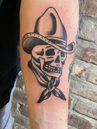 Dead cowboy tattoo on shoulder. Cowboy Skull By Bert Krak Smith St Tattoo Traditionaltattoos