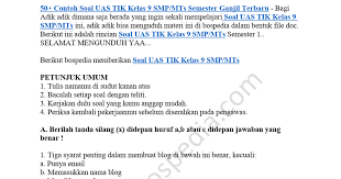 Contoh soal essay tik kelas 10 dan kunci jawaban. 50 Contoh Soal Uas Tik Kelas 9 Smp Mts Semester Ganjil Docx Google Drive
