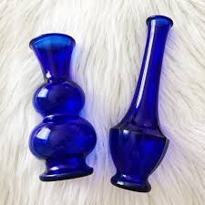 Caesar crystal cobalt blue vase czech rep bohemian art glass mikado cut cased. Vintage Accents Vintage Cobalt Blue Glass Vase Set Poshmark