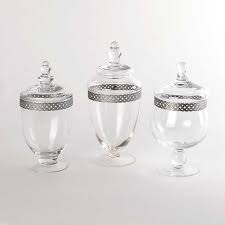 Shop for elegant apothecary glass jars, crystal vases, chandelier cake stands and candelabras. Silver Band Apothecary Jars Set Of 3 Kirklands