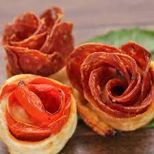 Here S What You Need Pepperoni Tomato Skin Slice Pizza Sauce Pizza Dough Shredded Low Moisture Mozzarella Cheese Fresh B Rose Recipes Recipes Pizza Roses