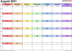 Januar 2021 first pic kalenderblatt vs. Kalender August 2021 Als Pdf Vorlagen