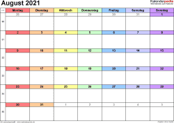 Kostenlos druckbar august 2021 kalender zum ausdrucken in pdf & word. Kalender August 2021 Als Pdf Vorlagen