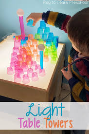 Light Table Towers For Preschoolers Light Table Light Box Activities Light In The Dark