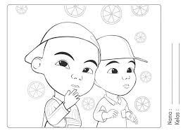 Gambar lukisan upin ipin cikimm com. Sketsa Kartun Upin Ipin