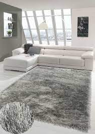 wertvoller shaggy teppich hochflor mit glitzer in grau ebay