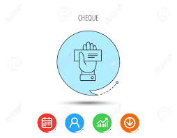 Cheque Icon Giving Hand Sign Paying Check In Palm Symbol Calendar