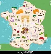 Map Of France For Kids Cartoon Map Of France. Travel Illustration With Landmarks, Buildings, Food  And Plants. Funny Tourist Infographics. National Symbols. Famous Stock  Vector Image & Art - Alamy