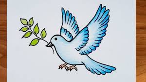 It's super easy art tutorial for kids and adults, only follow me step by ste. How To Draw Peace Dove World Peace Day Poster Drawing Easy Pigeon Drawing Kids Drawing Youtube