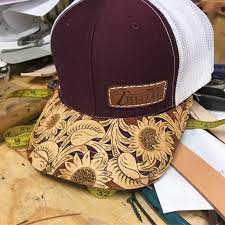 Hand Tooled Leather Cap Brim Truth Saddlery Patch Caps Snap Back One Size Fi Hand Tooled Leather Leather Hats Leather Cap