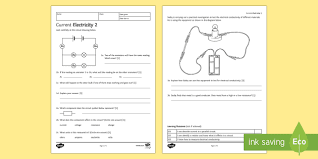 Ks3 Current Electricity 2 Homework Activity Sheet Homework Electricity Current Voltage Science Teaching Resources Homework Activities Teaching Resources