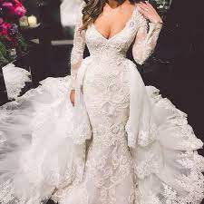 Detachable Skirt Wedding Dresses For Bride Lace Applique 2020 Long Sle Inspirationalbridal Wedding Dresses Ball Gowns Wedding Bridal Dresses