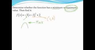 In a smoothly changing function a maximum or minimum is always where the function flattens out (except for a saddle point). Finding A Min Max Value Of A Parabola In Vertex Form Youtube Quadratics Parabola Quadratic Functions