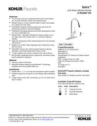 Magnatite® docking uses a powerful integrated magnet to snap your faucet spray wand precisely into place and hold it there so it stays docked when not in use and doesn't droop over time Kohler K R22897 Sd 2mb Specification Manualzz