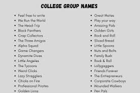 Free fire style name generator input box type text creates name. College Group Names 300 Names For Your College Team