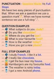 Punctuation Question Marks Vs Full Stops Learn English English Conversation Learning English Language Learning