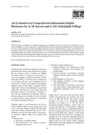 A small carnivorous furry mammal, usu. Pdf An Evaluation On Comprehensive Indonesian English Dictionary By A M Stevens And A Ed Schmidgall Tellings