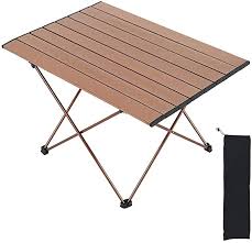 Amazon Com Wotryit Brown Folding Camping Table Portable Beach Table Hard Topped Folding Table In A Bag For In 2020 Camping Table Folding Table Folding Camping Table