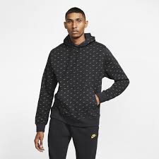 Nike's latest air force 1s are outlined in metallic gold: Nike Fleece Sportswear Swoosh Pullover Hoodie In Black Metallic Gold Black For Men Lyst