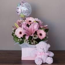 From you flowers works hard to maintain a network of reliable florists nationwide, but. Baby Girl Flowers Box With Teddy And Balloon