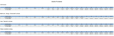 Sizing Chart Movin Easy Dancewear