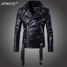 Boutique Punk Men Pu Leather Jacket Motorcycle Fashion Slim Fit Leather Coat Wish Leather Jacket Style Leather Jacket Slim Fit
