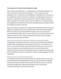 The Importance Of Good Personal Statement Length By Pslength Issuu