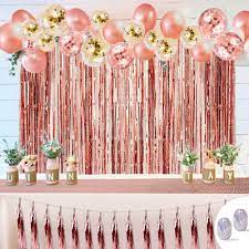 Check spelling or type a new query. Amazon Com Rose Gold Party Decorations Balloons Party Supplies For Party Deco Birthday Baby Shower Wedding Christmas 50pcs Kit With Balloons Tassel Garland Foil Fringe Curtains Sequin Table Runner Home Kitchen