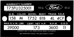 Decode Your 63 64 Ford Truck Vin Tag Fordification Info