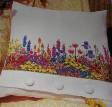 3 x 4 stitch counts: Cottage Flower Garden Poppies Foxglove Poppy Nasturtium Delphiniums Cushion Cross Stitch Chart Pattern