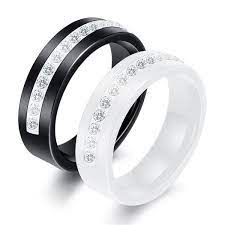 Jewelili sterling silver black and white diamond multirow ring, 1/4cttw. Buy Fashion Black White Ceramic Ring Silver Color Small Zircon Couples Promise Rings For Women Man At Affordable Prices Free Shipping Real Reviews With Photos Joom