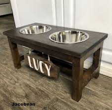 Handcrafted Custom Made To Order Raised Dog Bowls Each Dog Feeder Is Assembled With Eastern White Pine Sourced Dog Bowl Stand Diy Dog Food Stands Dog Bowls