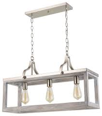 Island Lighting 3 Light Fixture Acacia Wood Brushed Nickel Steel E26 9 180w Farmhouse Kitchen Island Lighting By Rlalighting