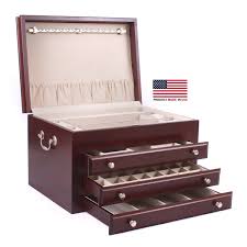 The abundant storage provided by this traditional jewelry armoire is sure to suit even the largest collections of. J03m Majestic 3 Draw Jewelry Chest With Rich Mahogany Finish American Chest Company