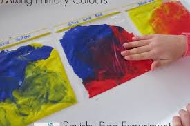 Primary Colours Squishy Bag Experiment Color Activities For Toddlers Mixing Primary Colors Primary Colors