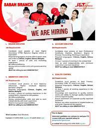 Our growing company is looking for an… job description. Job Vacancy 6 Kekosongan J T Express Kota Kinabalu Sabah