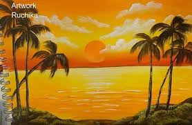 The fabric comes out nicely done with the customer's personal. How To Paint Sunset In The Ocean Sunset Painting Sunset Painting Easy Sunset Canvas Painting