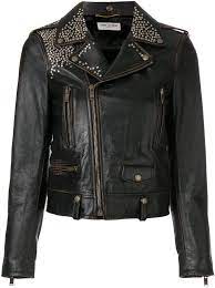 Saint Laurent Zipped Biker Jacket Farfetch Best Leather Jackets Jackets Leather Jacket Brands
