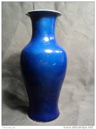 Ancien Vase En Porcelaine Bleu Chine Vase Bronze Decor