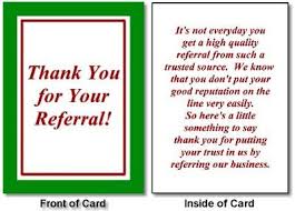 Thank You Referral Card Marketing Gift Referral Cards Healthcare Marketing