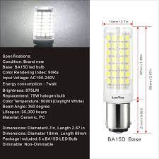 Ba15d Led Light Bulb 120v 6w 60w Equivalent Daylight White Ba15d Double Contact Bayonet Base 60w 75w Halogen Bulb Replacement For Sewi Light Bulb Led Bulb Bulb