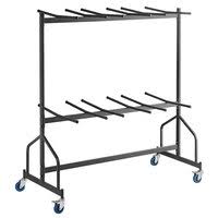 Folding chairs can be hung on the posts from their lower cross bars to save space when storing the chairs between uses. Folding Chair Carts Dollies For Banquet Chairs More