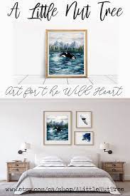 Home Decor Art Prints Animal Prints Orca Humpback Whale Vancouver Island Wooden Art Work Rustic Decor Relaxing Bedroom Decor Home Decor Bedroom Decor