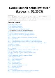 Parlamentul româniei adoptă prezenta lege. Pdf Codul Muncii Actualizat 2017 Legea Nr 53 2003 Silvia Birjoveanu Academia Edu